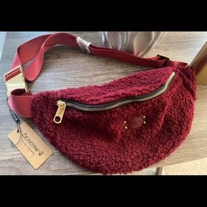 BearPaw Burgundy Sherpa Crossbody Bag